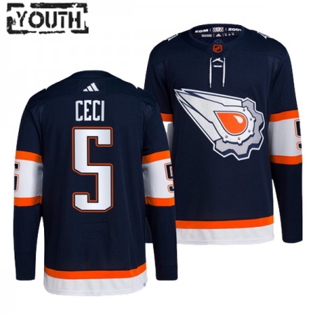 Dresovi Edmonton Oilers Cody Ceci 5 Adidas 2022-23 Reverse Retro 2.0 Navy Authentic - Dječji Dresovi Edmonton Oilers Cody Ceci 5 Adidas 2022-23 Reverse Retro 2.0 Navy Authentic - Dječji